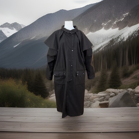 Outback Trading Company Stockman Duster Coat Men's XL DARK BROWN Oilcloth Trench